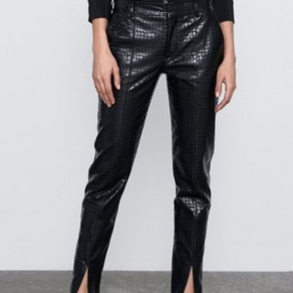 Zara Croc Leather Pants